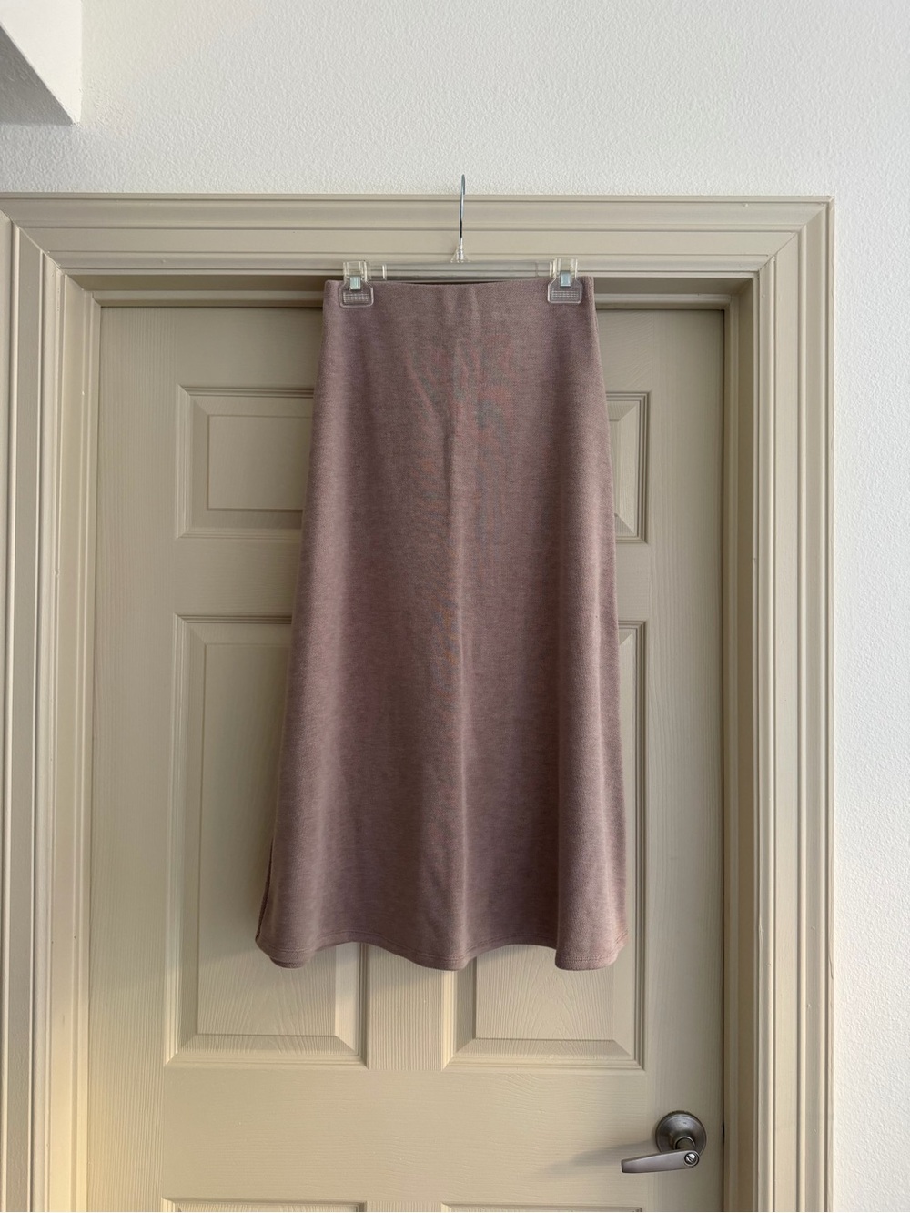 Zara Soft Knit Taupe Brown Midi Skirt